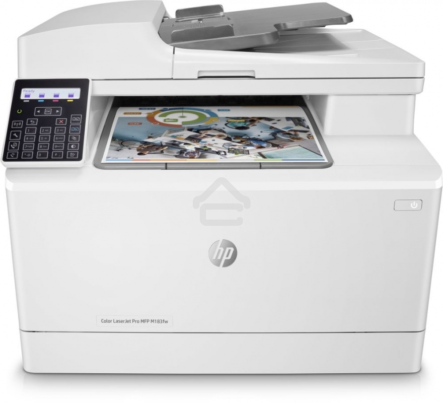 МФУ лазерное HP Color LaserJet Pro M183fw (7KW56A), A4, цветной, печ. до 16 стр/мин., скан. до 15 стр/мин. (ч/б) 8 стр/мин. (цвет), 600 x 600 dpi (печать) 1200x1200dpi (скан.), USB, RJ-45, Wi-Fi, Air Print, Mopria