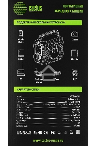 Мобильный аккумулятор Cactus CS-PCS144-EC5 40000mAh 2.1A 2xUSB черный/зеленый