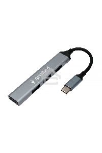 Разветвитель USB2.0 Gembird UHB-C201, 4xUSB2.0, кабель Type-C 10см, алюминий, пакет