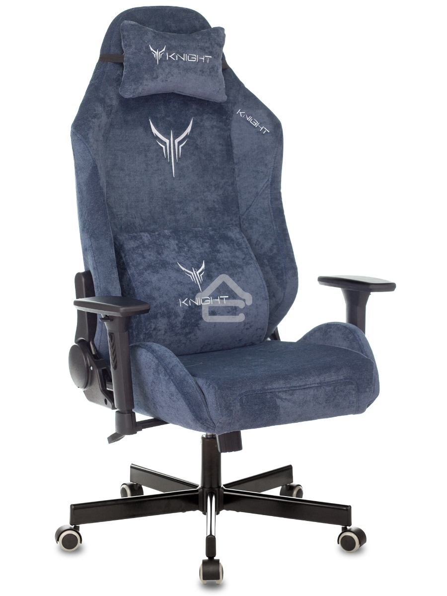 Кресло игровое Knight N1 Fabric синий Light-27 с подголов. крестовина металл