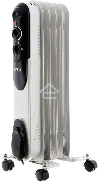 Обогреватель масляный Ресанта ОМПТ- 5Н (5 секций), белый, 1000 Вт, 10 м2, термостат 67/3/2