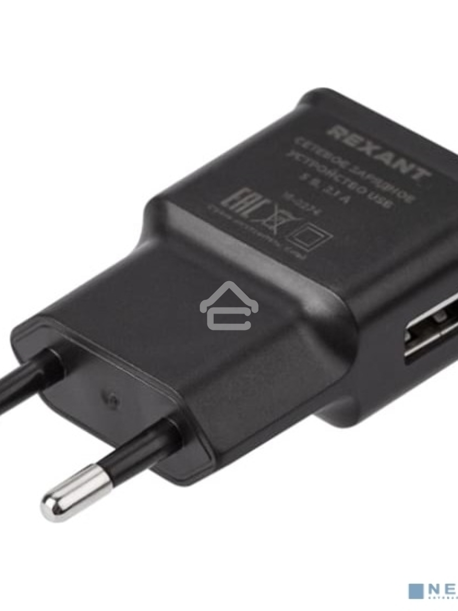 Сетевое зарядное устройство Rexant USB, 5V, 2.1 A, черный