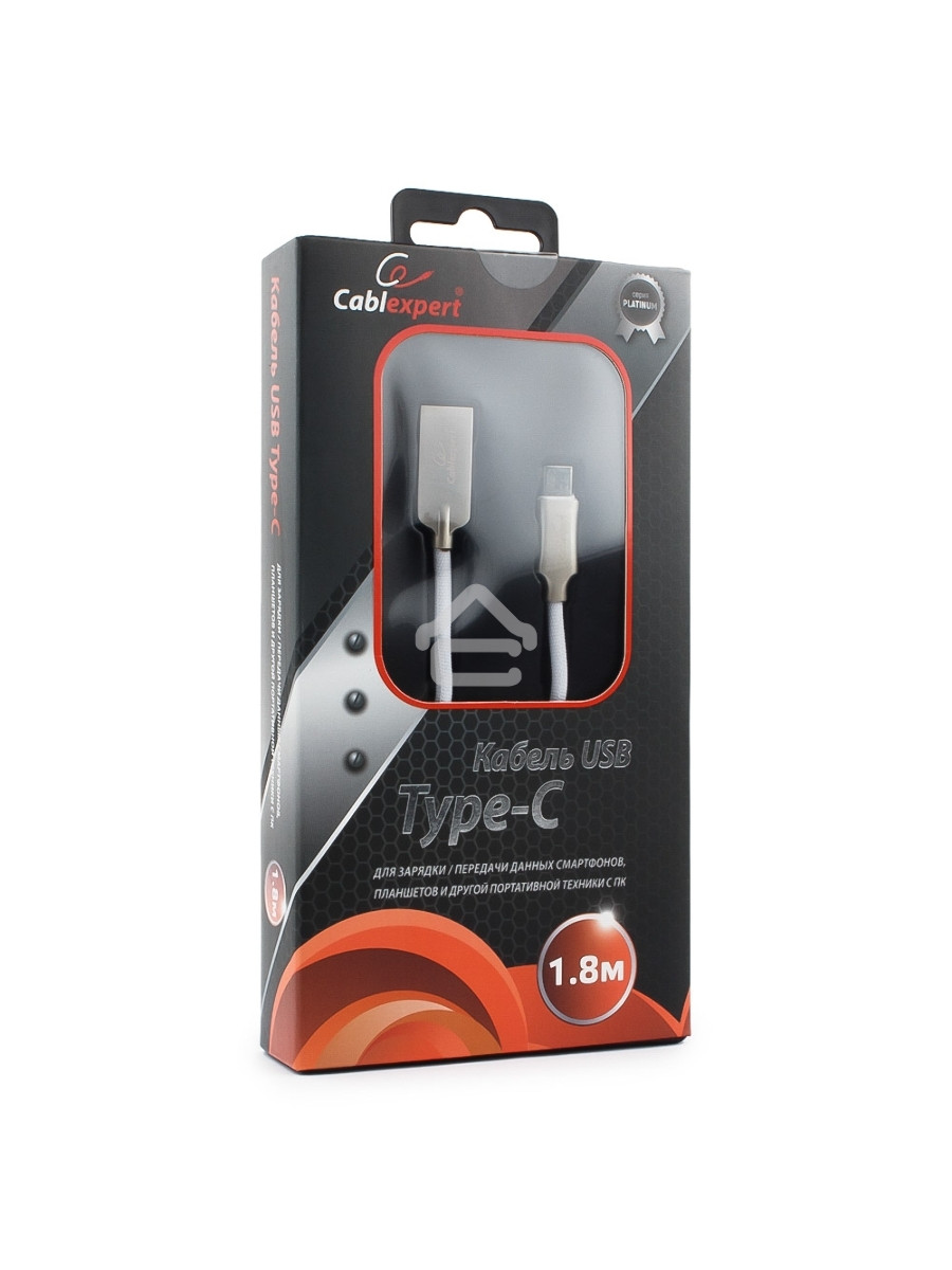 Кабель USB 2.0 Cablexpert CC-P-USBC02W-1.8M, AM/Type-C, серия Platinum, длина 1.8м, белый, блистер