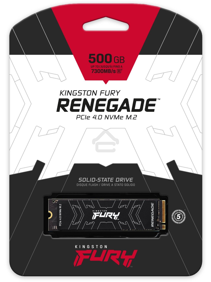 Накопитель SSD Kingston Fury Renegade, 500Gb, PCIe 4.0 x4, M.2 2280, NVMe, R/W 7300/3900, с радиатором