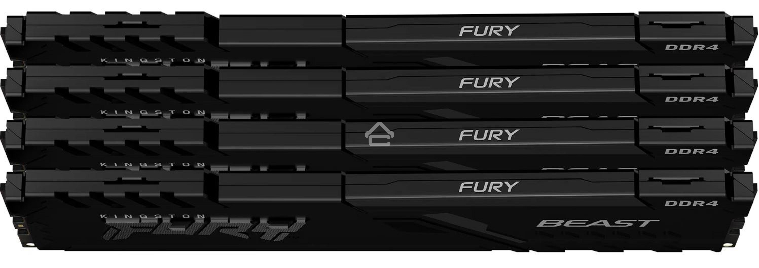 Оперативная память Kingston Fury Beast, DDR4, 128GB (4x32 GB), 3200 MHz, CL16, DIMM, с радиатором, черный