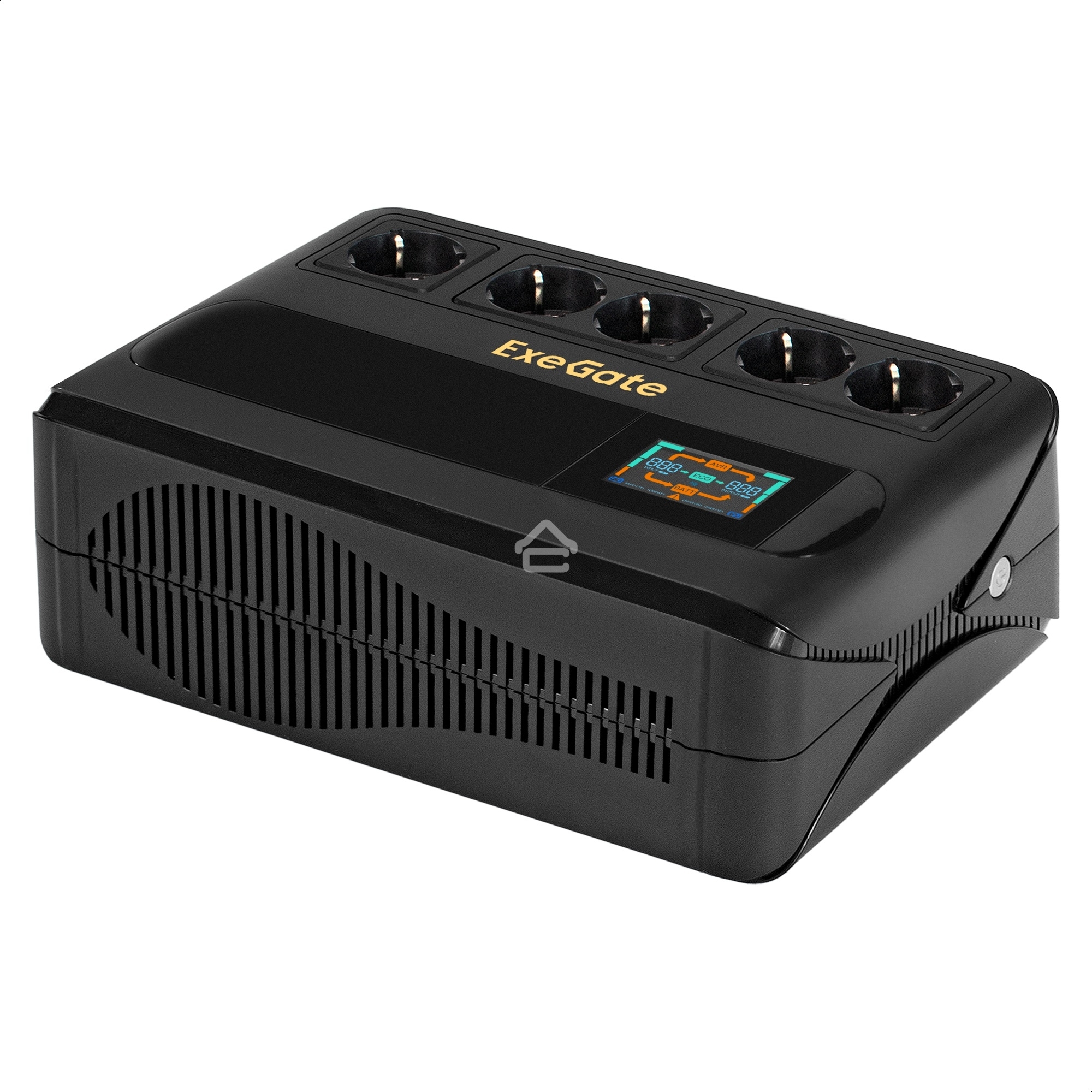 Источник бесперебойного питания ExeGate NEO Smart BU-1000.LCD.AVR.5SH <1000VA/500W, цветной LCD-дисплей, AVR, 5*Schuko, Black>