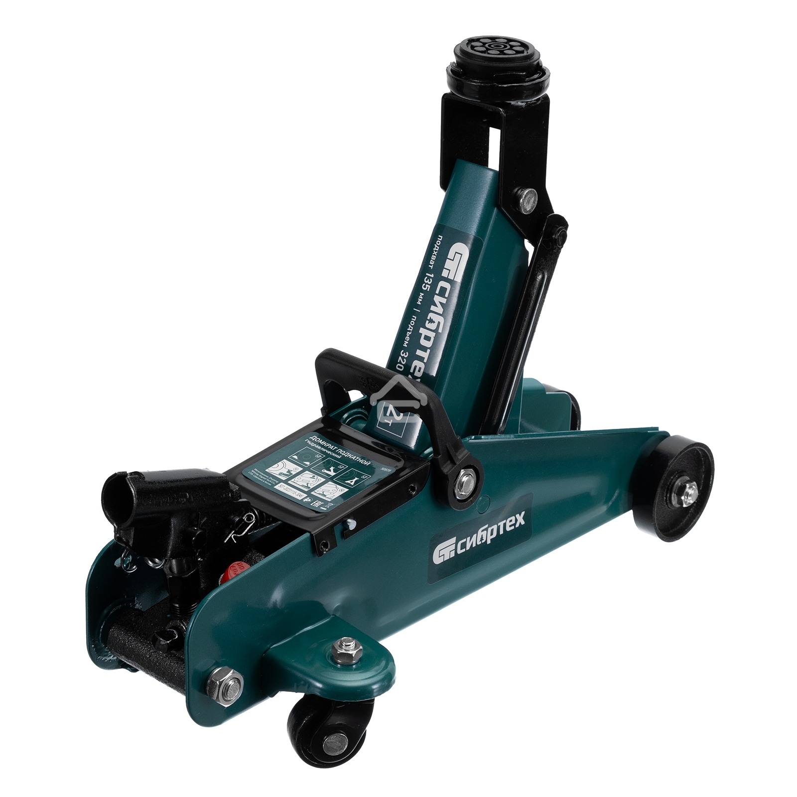 Домкрат гидравлический подкатной, Сибртех 2 т, 135-320 мм, в пластиковом кейсе