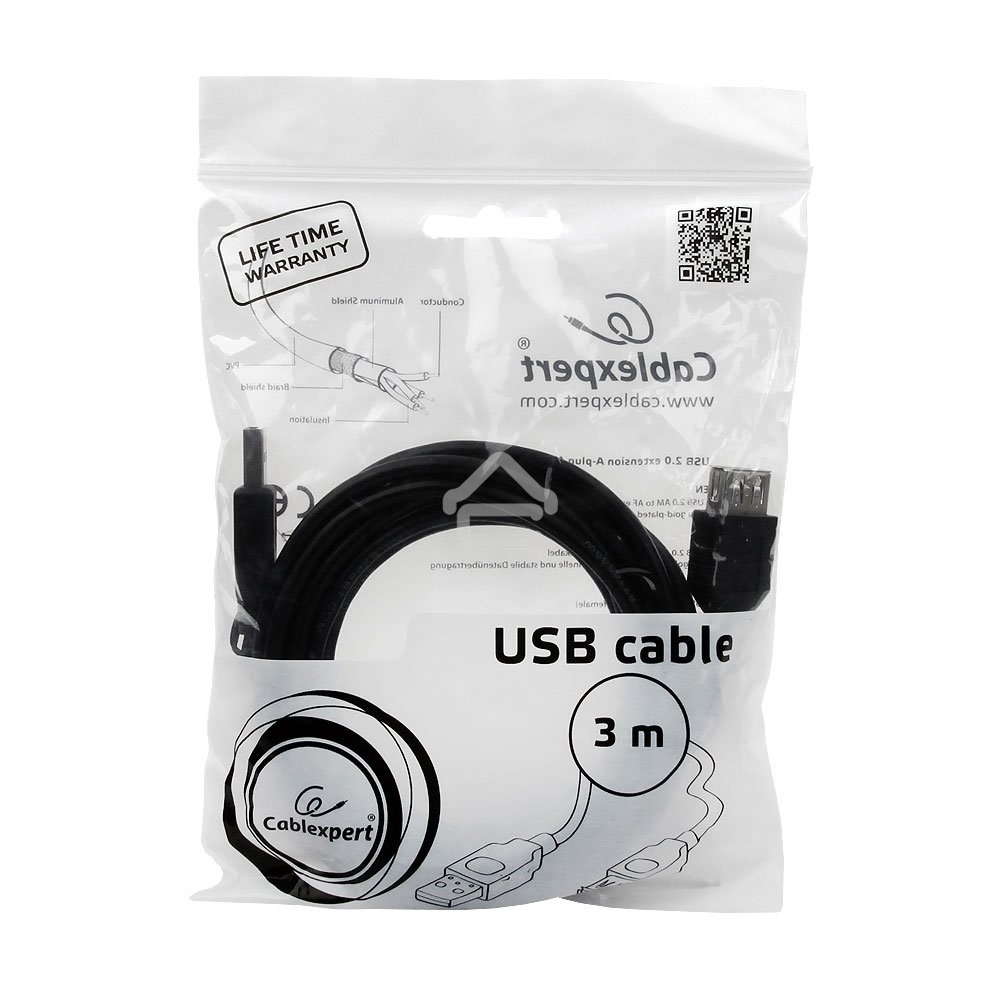 Кабель Gembird PRO CCP-USB2-AMAF-10 USB 2.0 кабель удлинительный 3.0м AM/AF позол. контакты, пакет