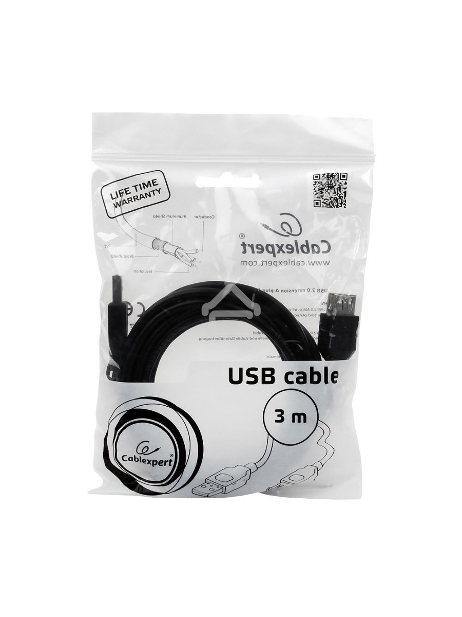 Кабель Gembird PRO CCP-USB2-AMAF-10 USB 2.0 кабель удлинительный 3.0м AM/AF позол. контакты, пакет