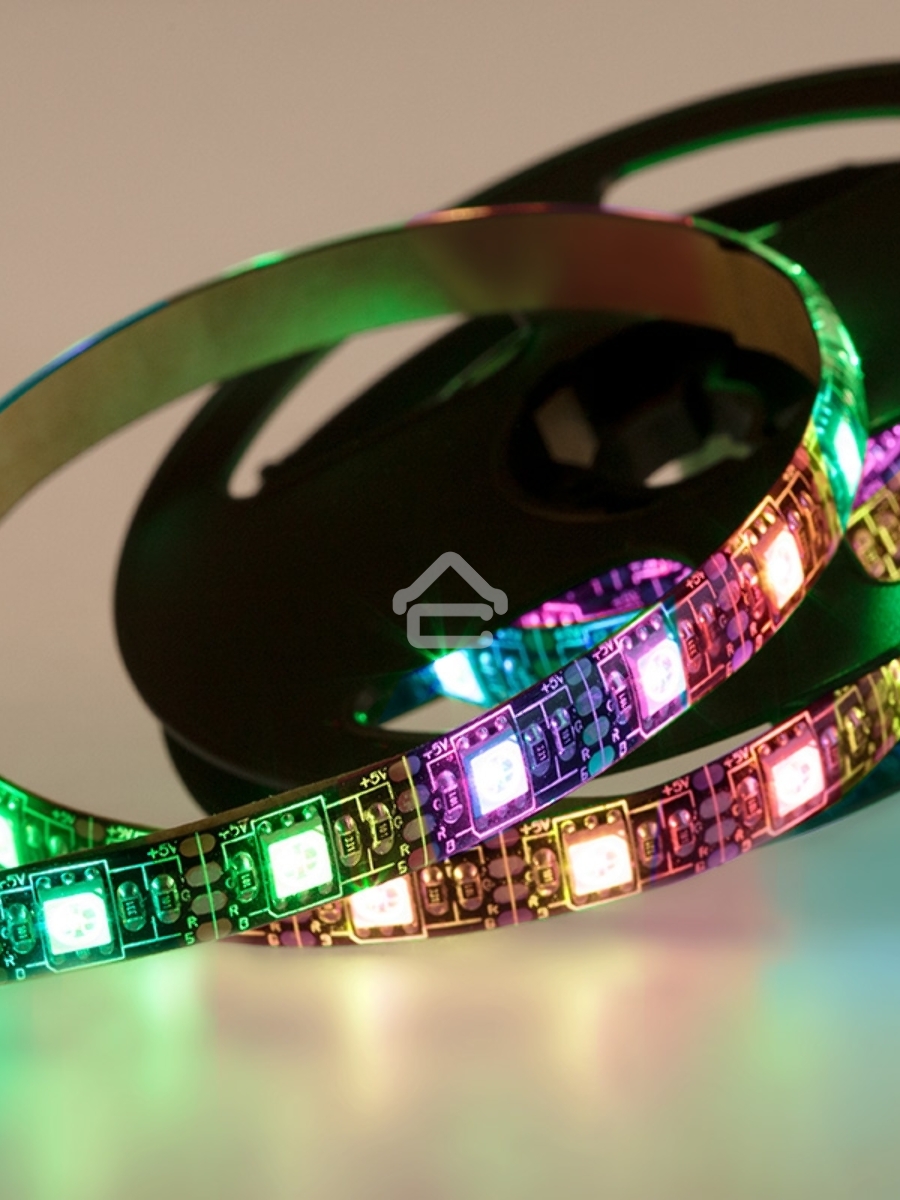 Лента LED с USB коннектором 5 В, 10 мм, IP65, SMD 5050, 60 LED/m, цвет свечения RGB