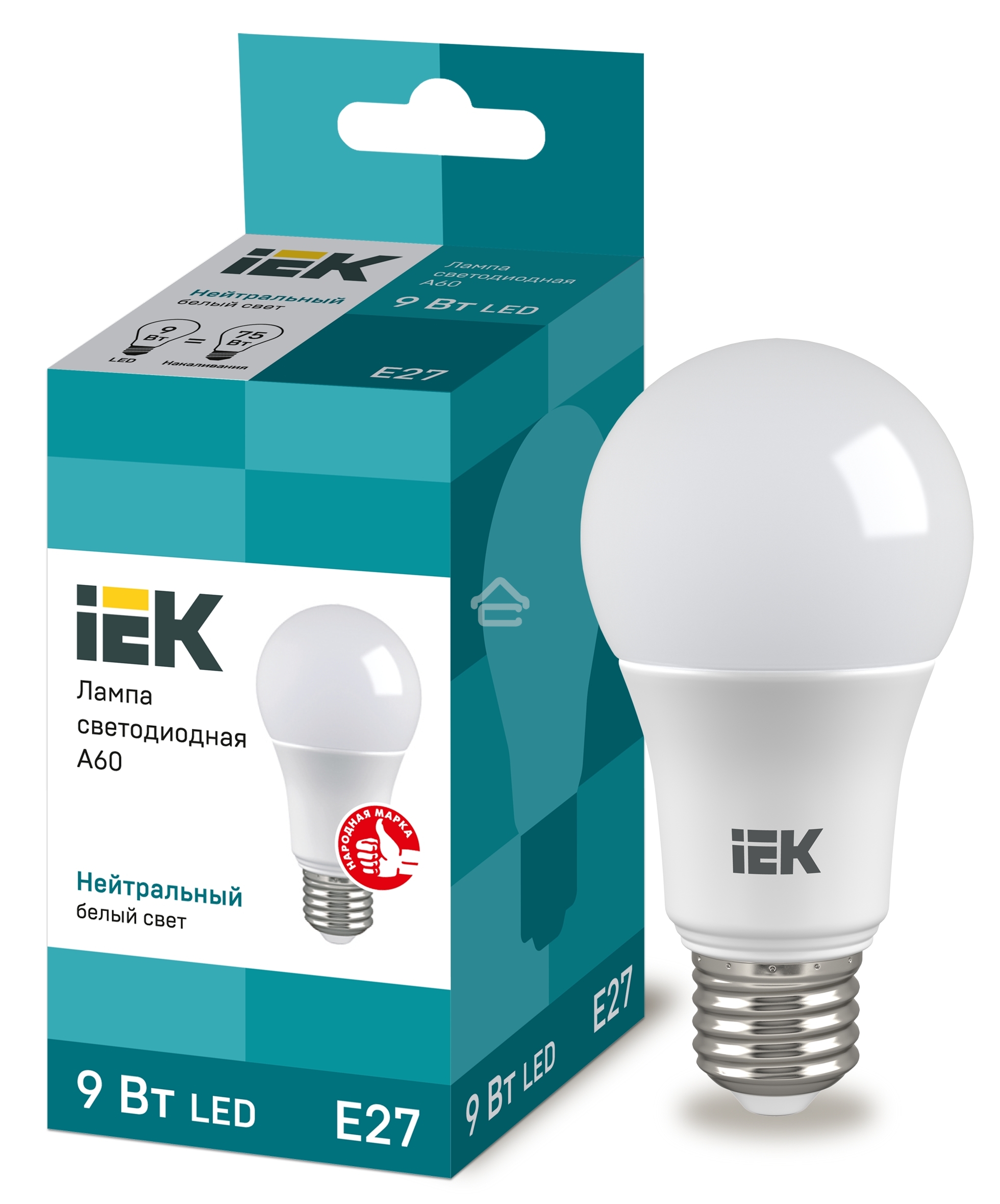 Лампа Iek LLE-A60-9-230-40-E27 светодиодная ECO A60 шар 9Вт 230В 4000К E27 IEK