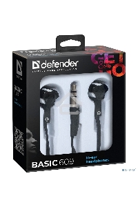 Наушники Defender вставки Basic 609 черный/белый