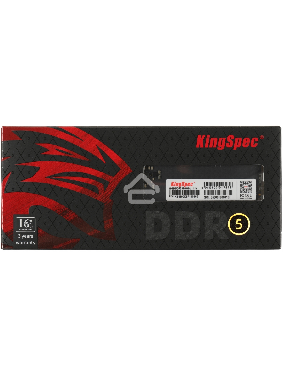 Оперативная память KingSpec DDR5, 16GB (1x16GB), 4800MHz, CL40, DIMM