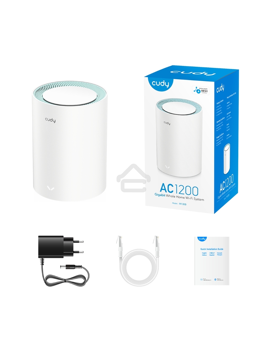 Бесшовный Mesh роутер Cudy M1300(1-Pack) AC1200 10/100/1000BASE-TX белый