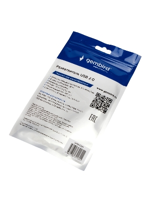 Разветвитель USB2.0 Gembird UHB-C201, 4xUSB2.0, кабель Type-C 10см, алюминий, пакет