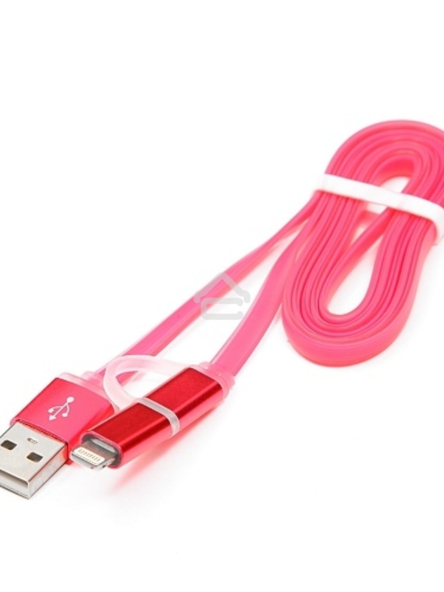Кабель USB 2.0 Cablexpert CC-mAPUSB2pk1m, AM/microBM 5P - iPhone lightning, 1м, комбо кабель, алюминиевые разъемы, розовый, блистер