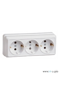Розетка Iek ERO31-K01-16-DC РС23-3-ОБ 3местн. с з/к 16А откр.уст. ОКТАВА (белый)