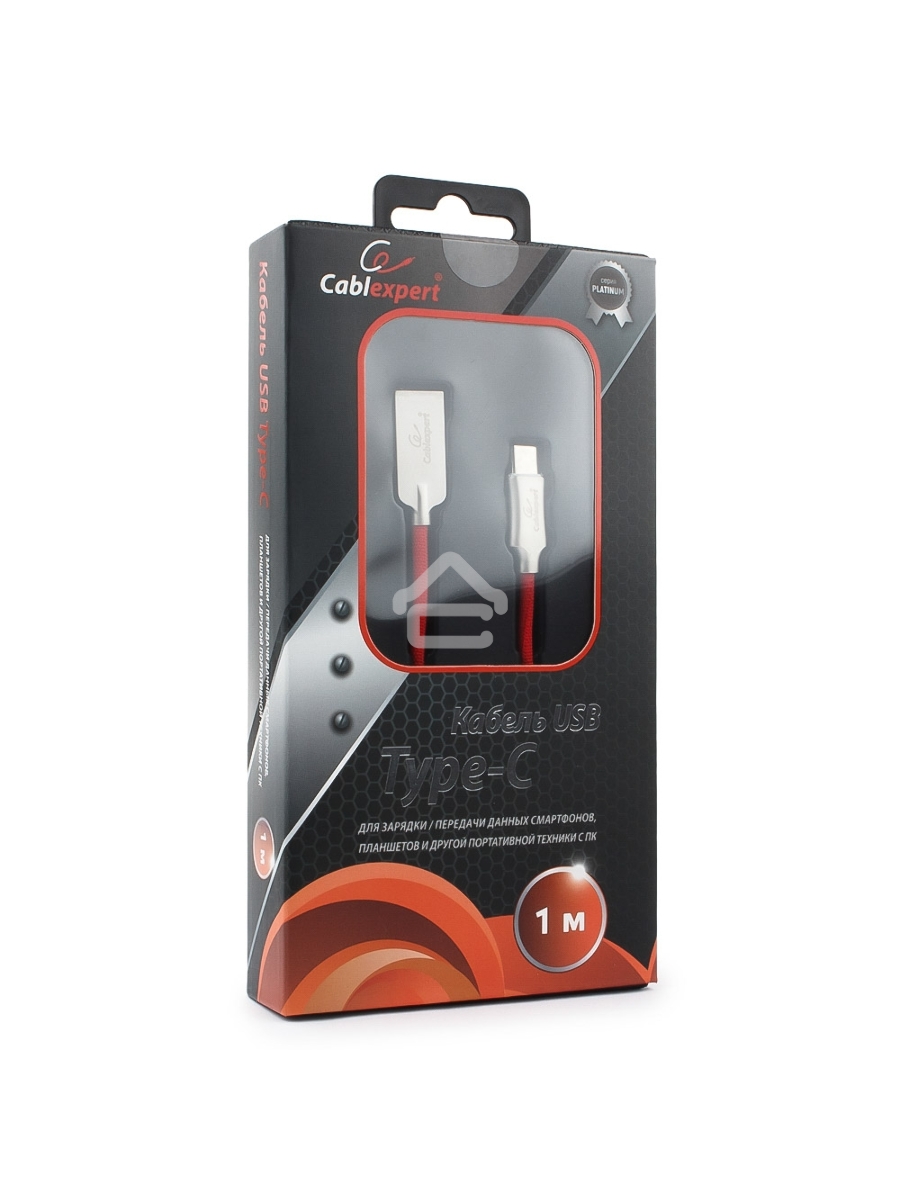 Кабель USB 2.0 Cablexpert CC-P-USBC02R-1M, AM/Type-C, серия Platinum, длина 1м, красный, блистер