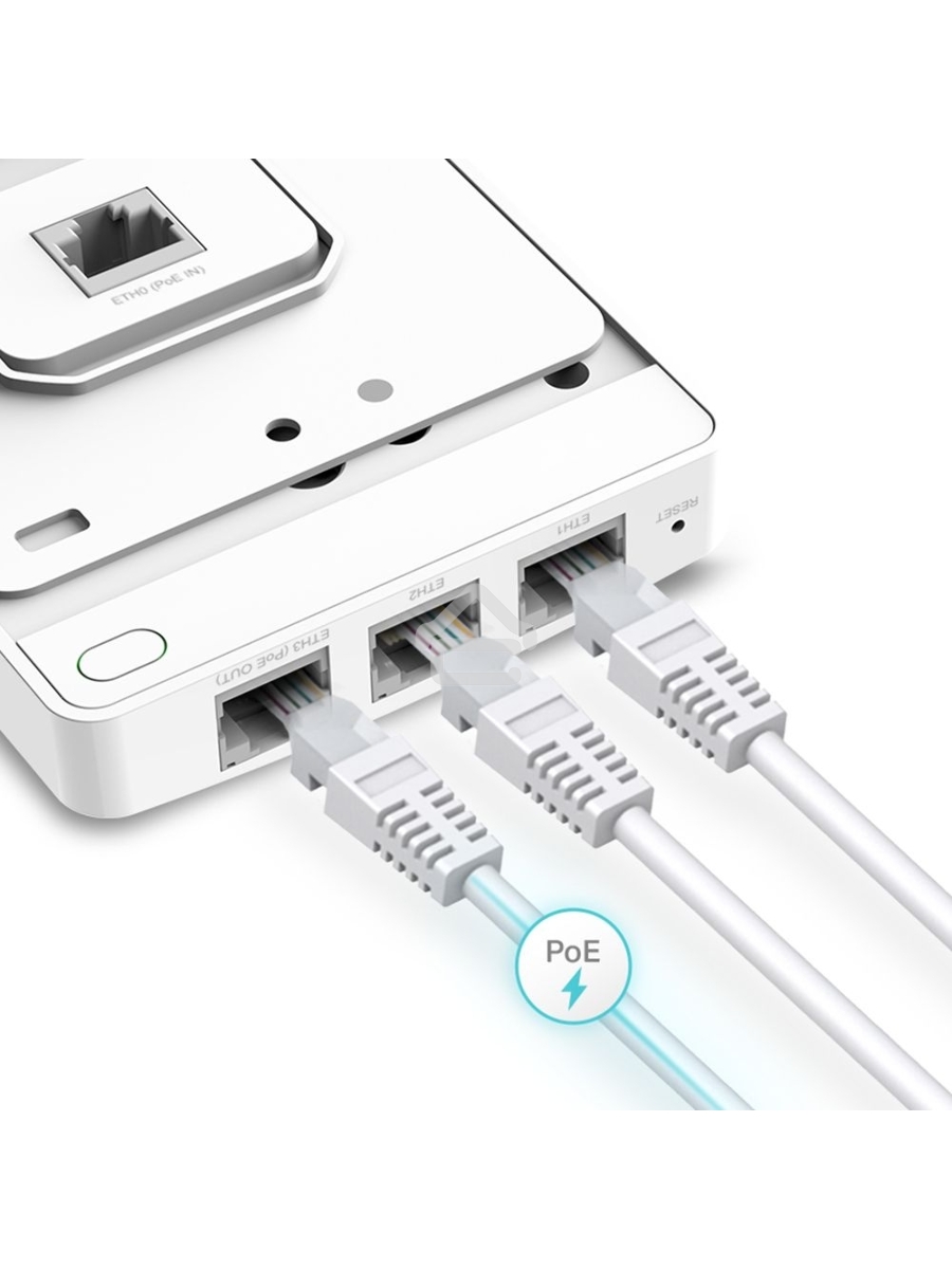 Точка доступа TP-Link AC1200 dual band wall-plate access point, 866Mbps at 5GHz and 300Mbps at 2.4G, 4 Giga LAN port