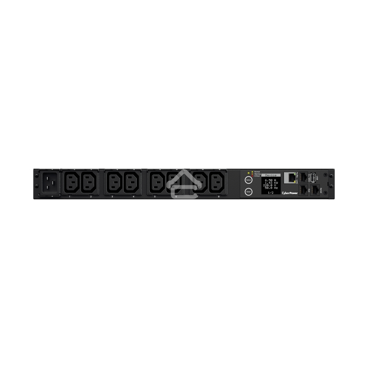 Блок распределения питания CyberPower PDU PDU41005 (PDU20SWHVIEC8FNET) 1U type, 16Amp, plug IEC 320 C20, (8) IEC 320 C13