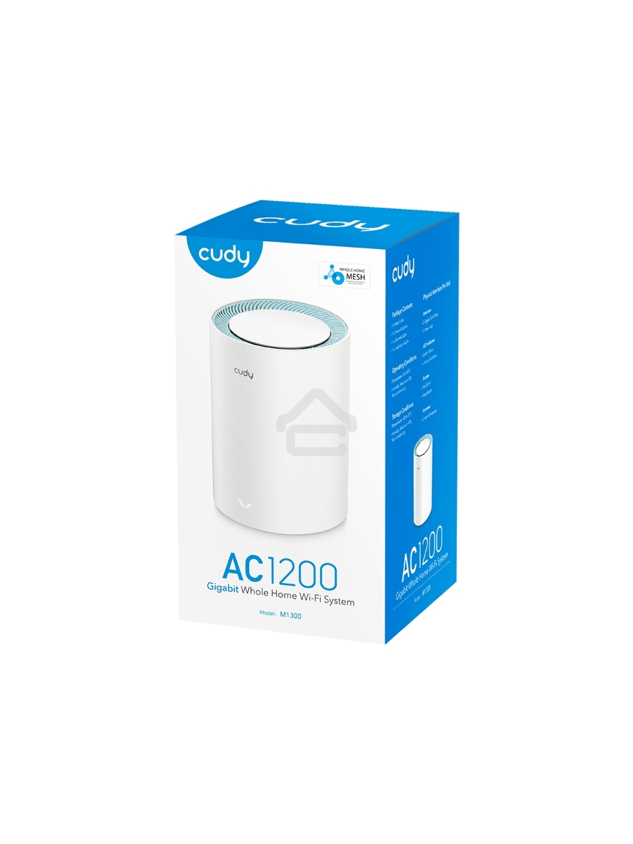 Бесшовный Mesh роутер Cudy M1300(1-Pack) AC1200 10/100/1000BASE-TX белый