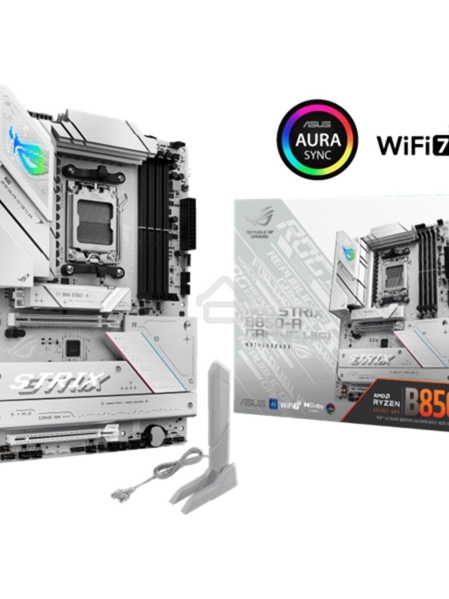 Материнская плата ASUS ROG STRIX B850-A GAMING WIFI, AM5, AMD B850, 4xDDR5, 2xSATA, 4xM.2, 1xPCIe 5.0 x16, 1xPCIe 4.0 x16, 1xPCIe x4, 1xDP, 1xHDMI, 1x2.5Gb LAN, 1xUSB-C 20Gbps, 1xUSB-C 10Gbps, 2xUSB-A 10Gbps, 4xUSB 5Gbps, 2xUSB-A 2.0, 3x3.5 мм, 7.1, ATX
