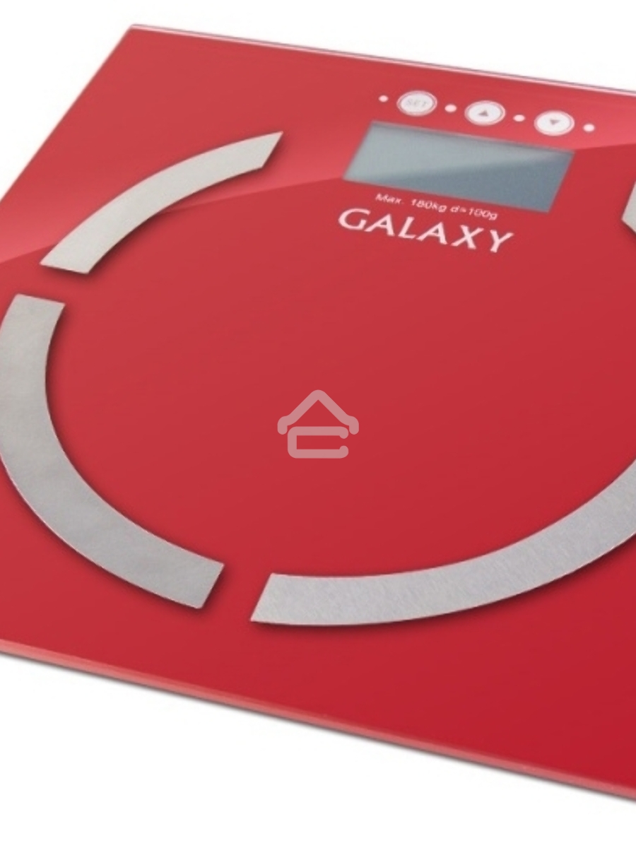 Весы многофункциональные Galaxy GL 4851, красный, электронные, эл. пит. «CR2032» в компл., макс вес 180 кг, сверхточ. элек. сенс. сист., ЖК-дисплей, авто. откл., индик. перег. и низ. зар., пам. изм. веса (10 чел.), опр. ур. жир., мышеч., кост. массы