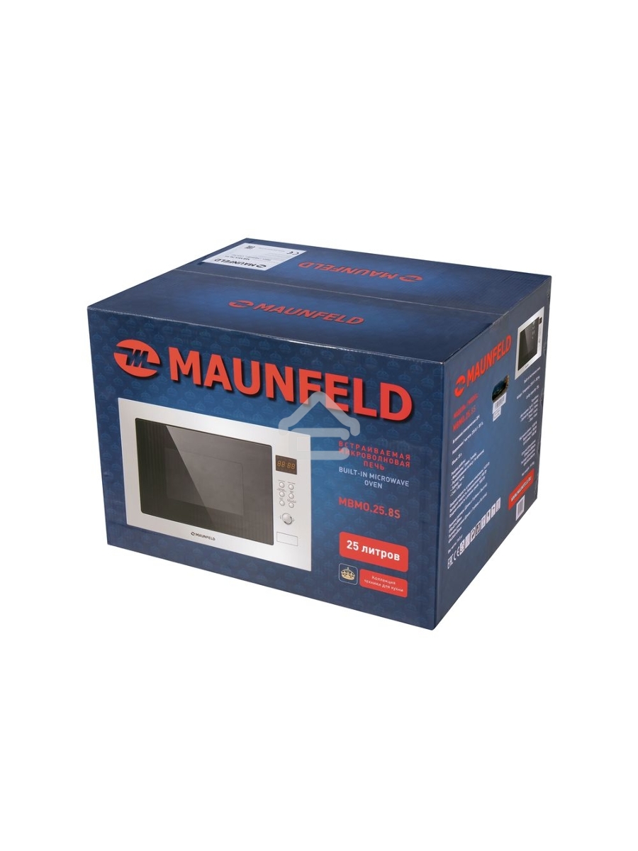 Микроволновая печь встраиваемая Maunfeld MBMO.25.8S нержавеющая сталь, 25 л, 900 Вт, переключатели - кнопки/поворотный механизм