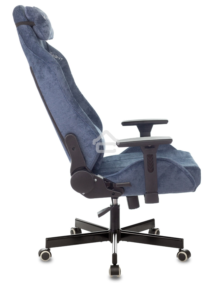 Кресло игровое Knight N1 Fabric синий Light-27 с подголов. крестовина металл