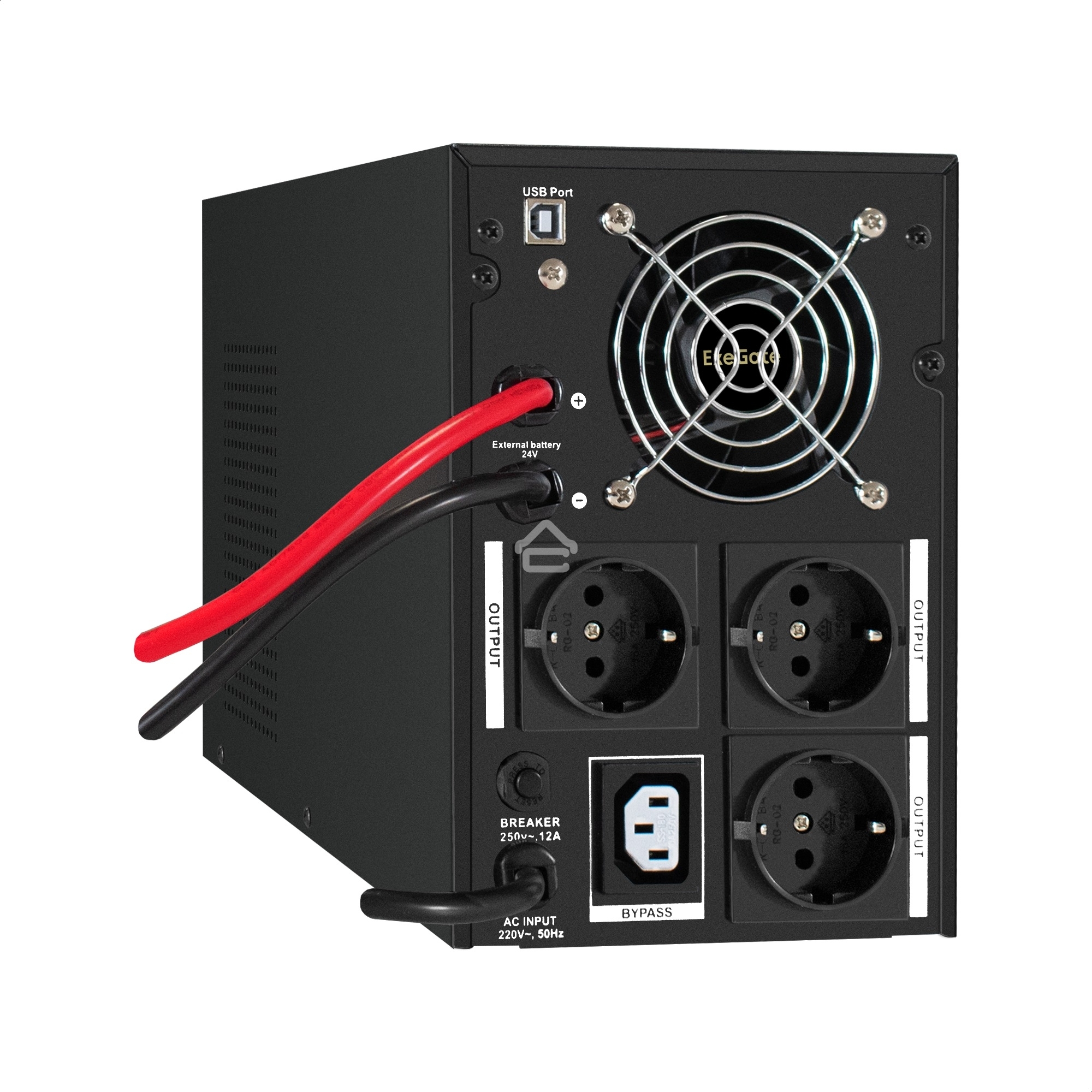 Комплект Источник бесперебойного питания EX295989RUS + батарея 75Aч EX282983RUS 2шт (инвертор, синус, для котла) ExeGate SineTower SZ-2000.LCD.AVR.3SH.1C13.USB <2000VA/1600W, чистый синусоида, LCD дисплей, AVR, 3*Schuko+1*C13, USB, линейно-интерактивный, 