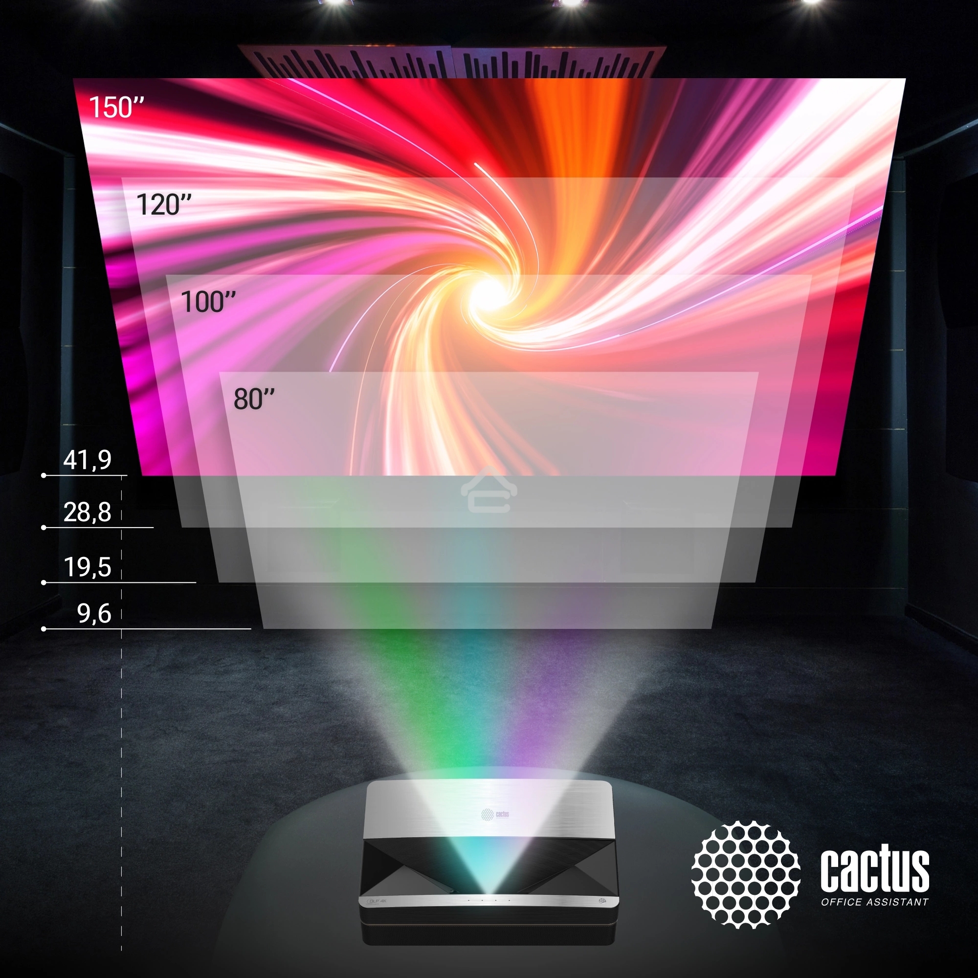Проектор Cactus CS-U1.SG DLP 27200Lm (3840x2160) 800000:1 ресурс лампы:25000часов 2xUSB typeA 2xHDMI 9.7кг