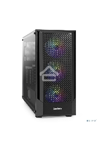 Корпус Miditower ExeGate EVO-8227 (ATX, без БП, 2*USB+1*USB3.0+HD Audio, черный, 3 вент. с RGB подсветкой, боковая панель - закаленное стекло)