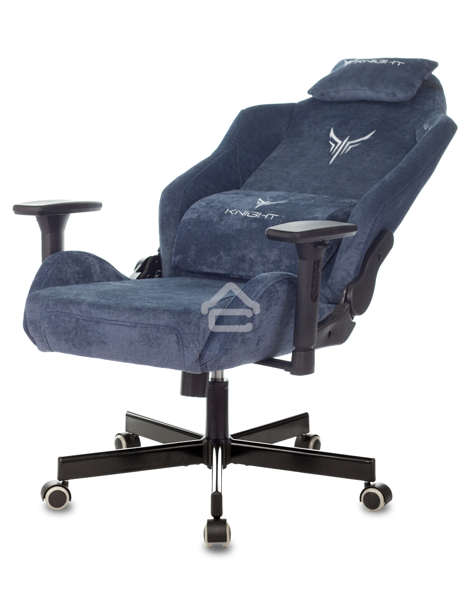Кресло игровое Knight N1 Fabric синий Light-27 с подголов. крестовина металл