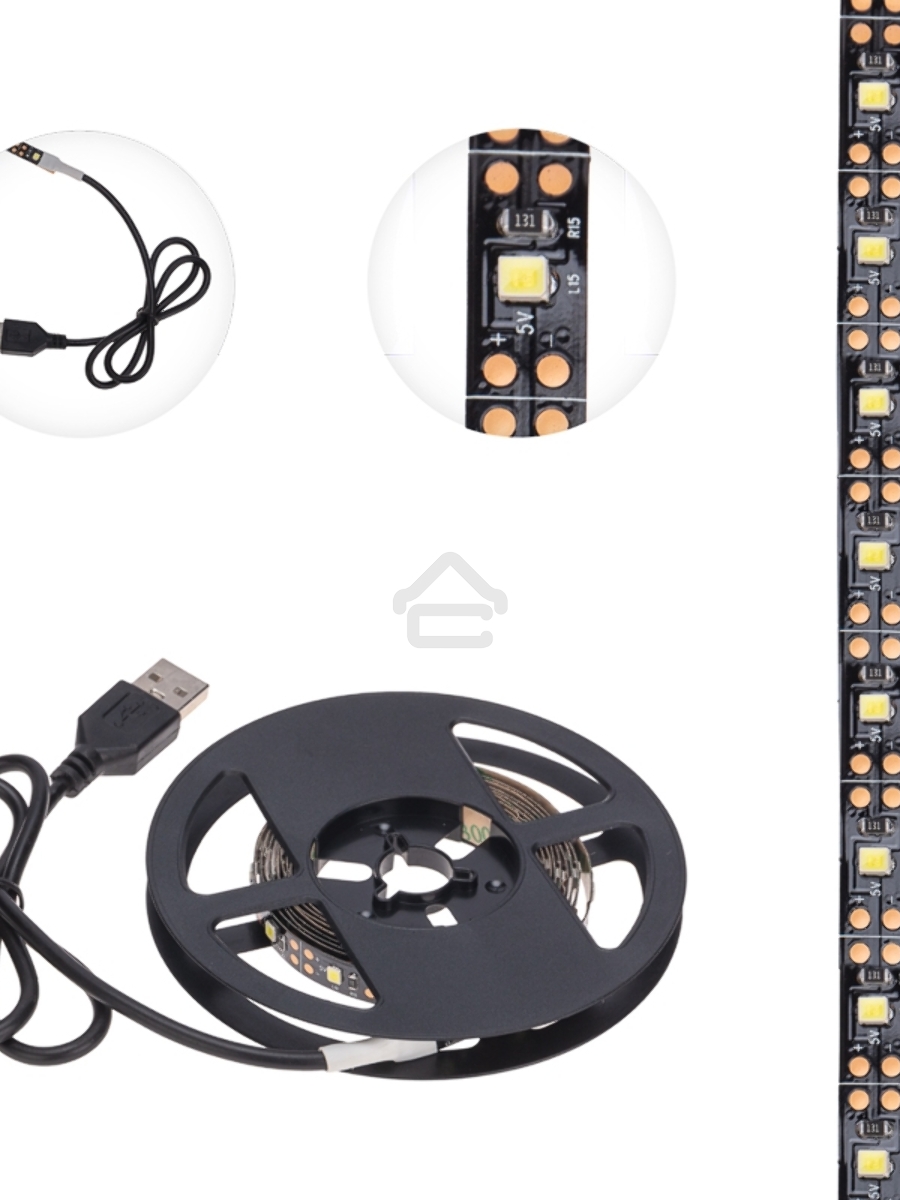 Лента LED с USB-коннектором 5 В IP23 SMD 2835 60 LED/м 2 м белый (6500 K) LAMPER