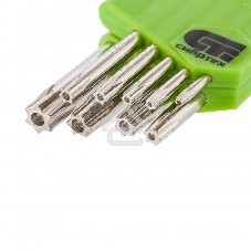 Набор ключей имбусовых Сибртех Tamper-Torx, 9 шт., TT10-TТ50, 45x, закаленные, короткие, никель