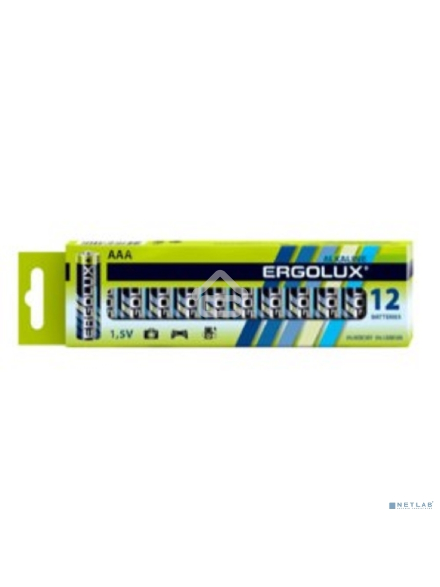 Батарея Ergolux Alkaline LR03 BP-12 AAA 1250mAh (12шт) коробка