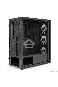 Корпус Miditower ExeGate EVO-8227 (ATX, без БП, 2*USB+1*USB3.0+HD Audio, черный, 3 вент. с RGB подсветкой, боковая панель - закаленное стекло)