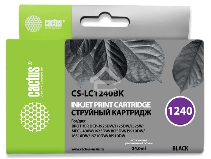 Картридж струйный Cactus CS-LC1240BK черный (24 мл) для Brother MFC-J6510/6910DW