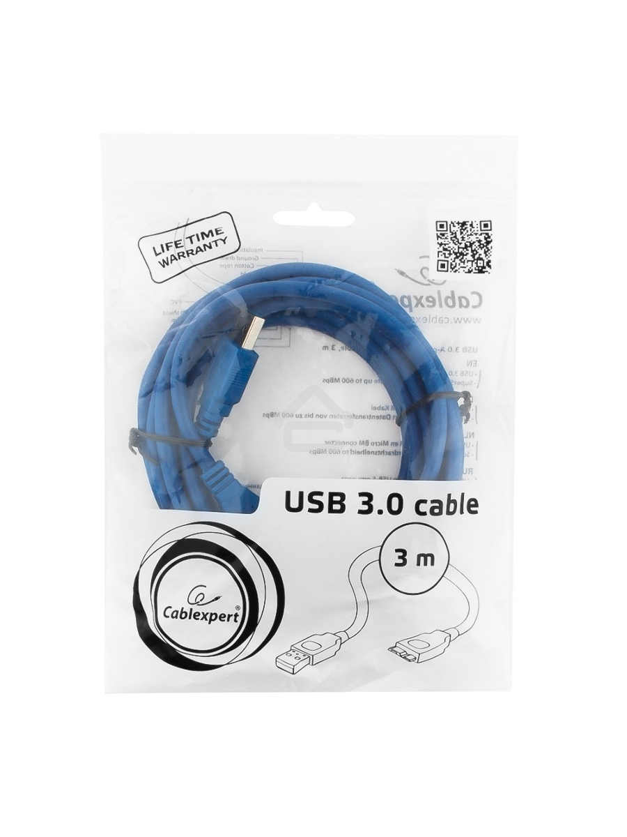 Кабель Gembird PRO CCP-mUSB3-AMBM-10, USB 3.0 кабель для соед. 3м А-microB (9 pin) позол.конт., пакет