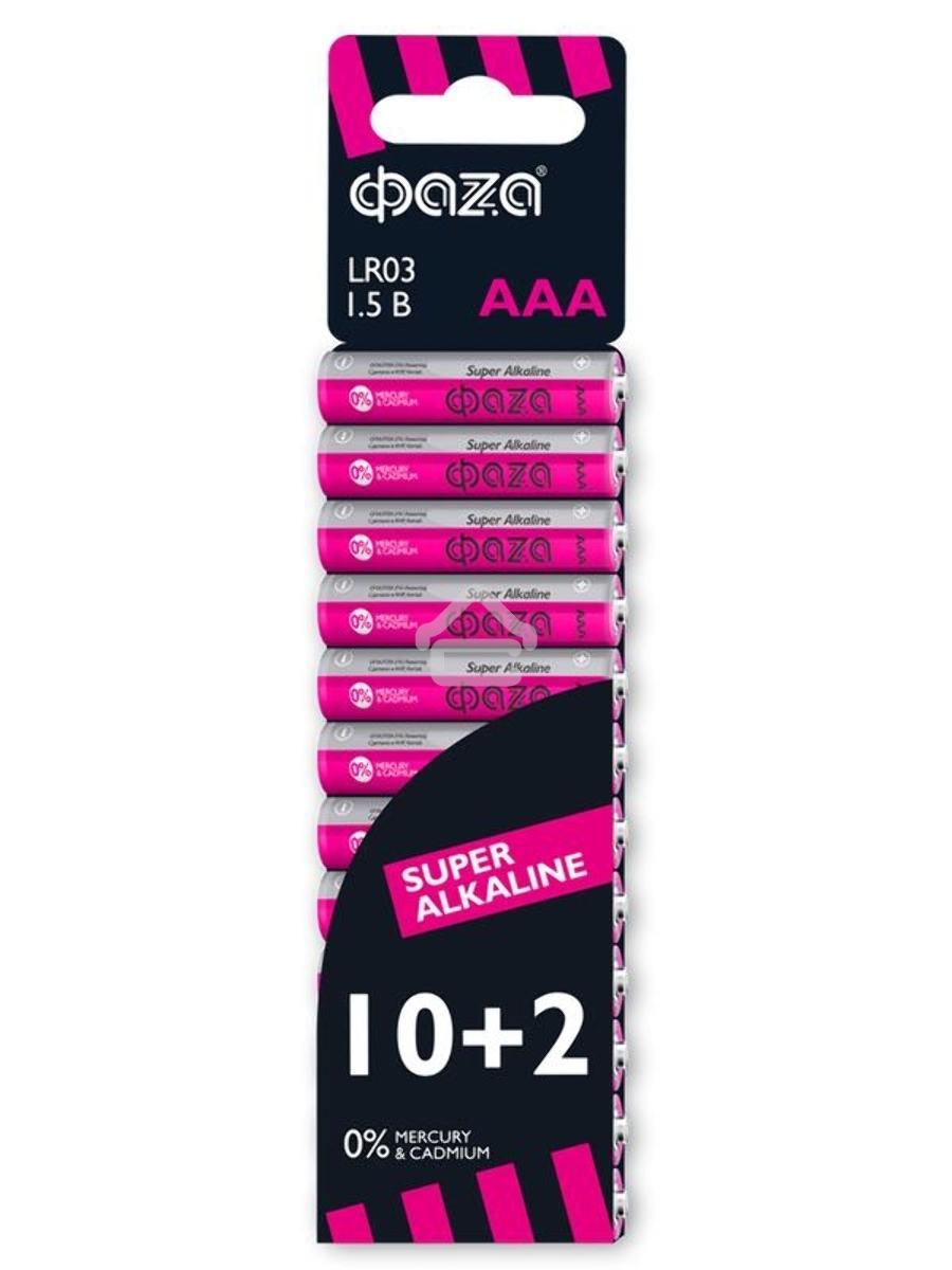 Элемент питания алкалиновый LR03 Super Alkaline SBL-10+2 (уп.12шт) ФАZА 2854612, 1.5 В
