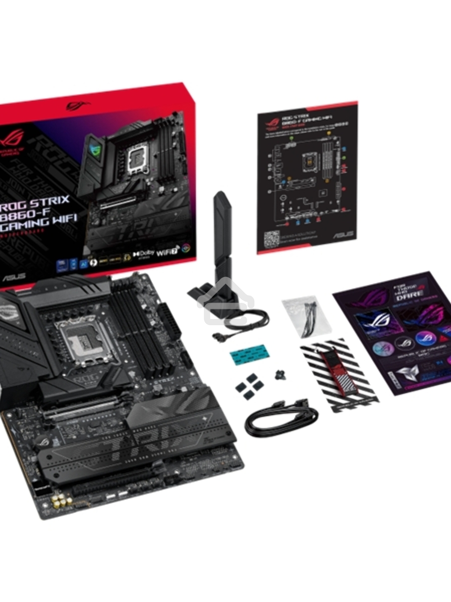 Материнская плата ASUS ROG STRIX B860-F GAMING WIFI, LGA 1851, Intel B860, 4xDDR5, 4xSATA, 4xM.2, 1xPCIe 5.0 x16, 1xPCIe 4.0 x16, 1xDP, 1xHDMI, 1x 2.5Gb LAN, 1xUSB 20Gbps, 1xUSB 10Gbps, 6xUSB-A 5Gbps, 2xUSB 2.0, 3x3.5 мм, 7.1, ATX