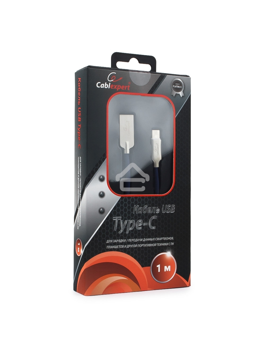 Кабель USB 2.0 Cablexpert CC-P-USBC02Bl-1M, AM/Type-C, серия Platinum, длина 1м, синий, блистер