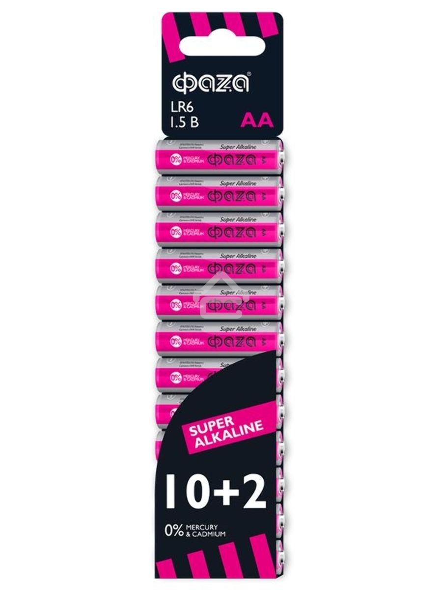 Элемент питания алкалиновый LR6 Super Alkaline SBL-10+2 (уп.12шт) ФАZА 2854582, 1.5 В