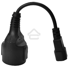 Удлинитель, вилка C14 - розетка Schuko, 3х0.75, 220 В, 10А, черный, 0.2 метра