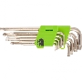 Набор ключей СИБРТЕХ имбусовых Tamper-Torx, 9 шт: TTT10-T50, 45x, закаленные, удлиненные, никель.Сибртех 12322