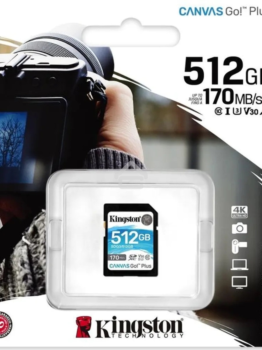 Флеш карта SD 512GB Kingston SDXC Class 10 UHS-I U3 V30 Canvas Go Plus 170MB/s