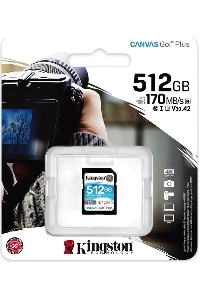 Флеш карта SD 512GB Kingston SDXC Class 10 UHS-I U3 V30 Canvas Go Plus 170MB/s