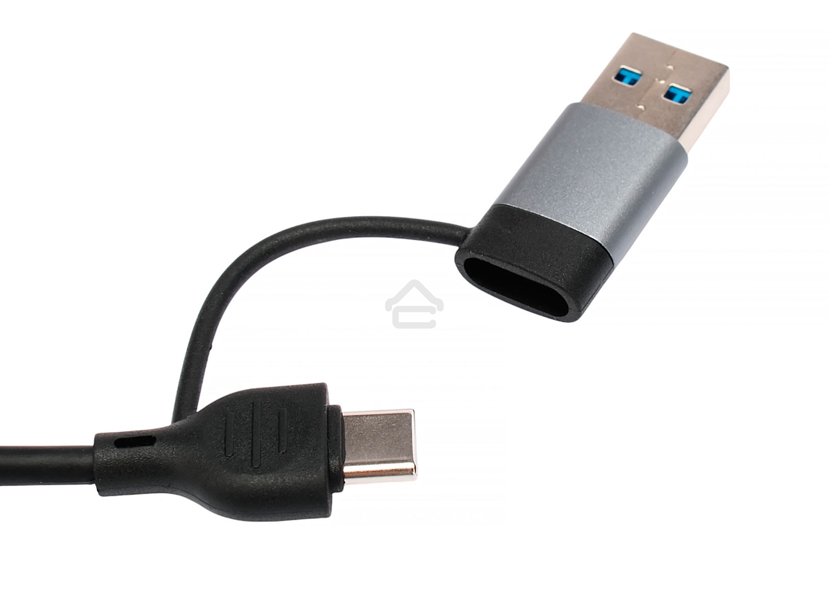 Картридер Type-C/USB-A (3.1) Gembird FD2-MSD-3, 5в1: 2xUSB2.0, USB3.1, SD/TF, кабель 10см, алюминий