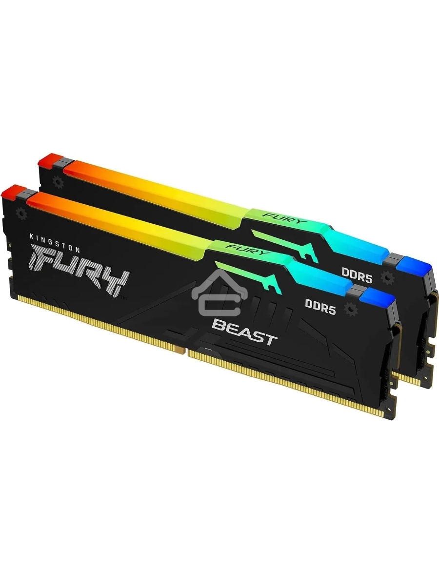 Оперативная память Kingston Fury Beast, DDR5, 16GB (2x8GB), 6000MHz, CL30, DIMM, с радиаторами, RGB, черный