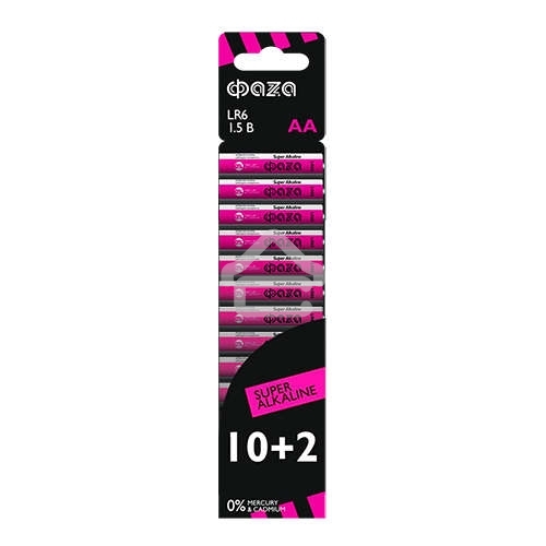 Элемент питания алкалиновый LR6 Super Alkaline SBL-10+2 (уп.12шт) ФАZА 2854582, 1.5 В